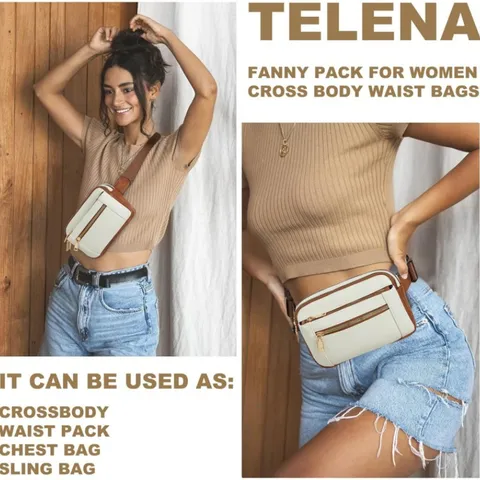 Sac Banane Mode Femme en Cuir PU Multi Fermeture Éclair Bandoulière Poitrine Décontracté Imperméable Sport
