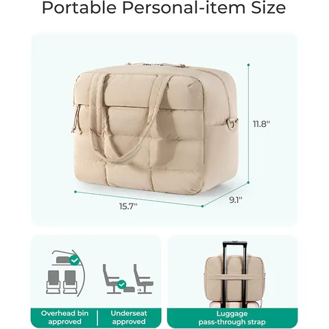 Grand Sac de Voyage Duffel Imperméable Matelassé Weekender Sac de Sport Cabas avec Compartiment à Chaussures Séparé pour Femme