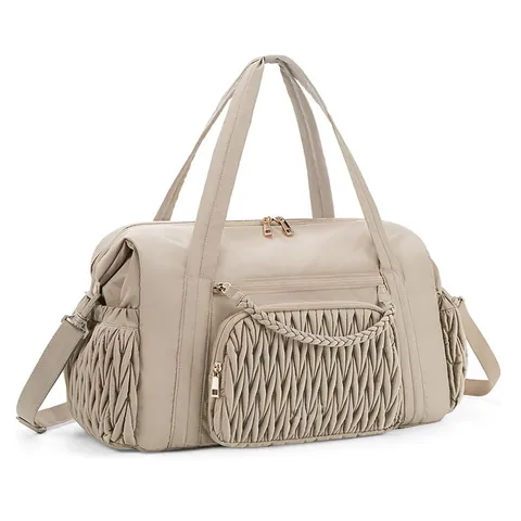 Large Capacity Quilted Travel Duffel Bag Nylon Waterproof Casual Weekender Luggage Tote Bag With Shoulder Strap For Women