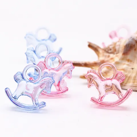 Acrylic Clear Rocking Horse Pendants DIY Party Decoration Favors Boy Girl Charms