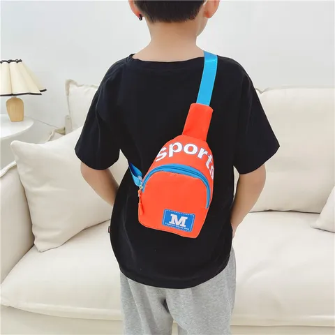 Kids Fashion Nylon Crossbody Chest Bag Trendy Letter Print Lightweight Casual Daily Shoulder Bag For Boys Girls