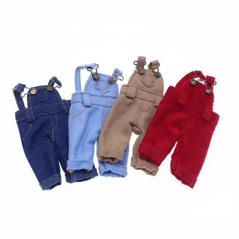 Miniature Doll Overalls Denim Corduroy Jumpsuit Cute Doll Clothes Outfit Accessories For Cotton Dolls BJD Dollhouse