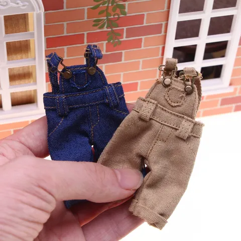Miniature Doll Overalls Denim Corduroy Jumpsuit Cute Doll Clothes Outfit Accessories For Cotton Dolls BJD Dollhouse