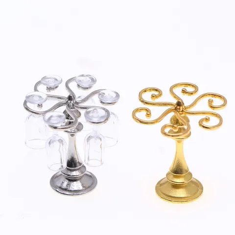 Miniature Dollhouse Wine Glass Rack Alloy Miniature Dollhouse Food Scene Props Model Toy Accessories