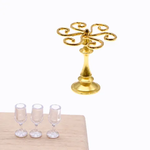 Miniature Dollhouse Wine Glass Rack Alloy Miniature Dollhouse Food Scene Props Model Toy Accessories