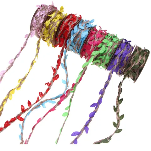 Artificial Leaf Hemp Rope Craft Ribbon Jute Twine For Floral Packaging Wedding Party Decoration DIY Handicraft