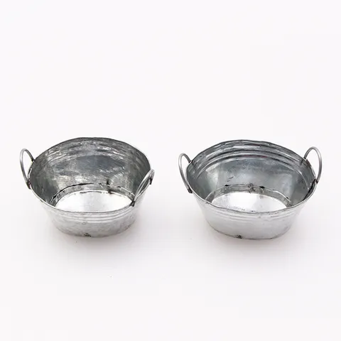 Dollhouse Miniature Metal Iron Bucket Tiny Plant Pot Decorative Micro Landscape Props Dollhouse Accessories