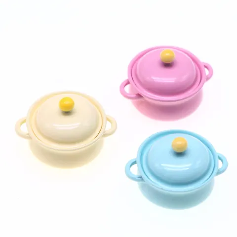 Miniature Metal Soup Pot Model Dollhouse Miniature Food Toy Doll Accessories Kitchen Decor Play Set