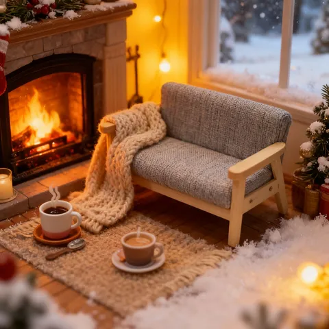 Puppenhaus Miniatur Holz Doppelsofa Modell Mikro Wohnzimmer Szene Puppenhaus Möbel Zubehör Spielzeug Geschenk