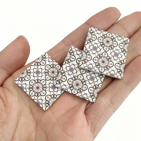 Dollhouse Miniature Wooden Floor Double Sided Retro Geometric Pattern BJD Scene Props Model Doll House Accessories