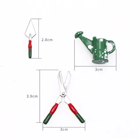Set di Attrezzi da Giardinaggio in Miniatura per Casa delle Bambole Annaffiatoio in Metallo Pala Forbici