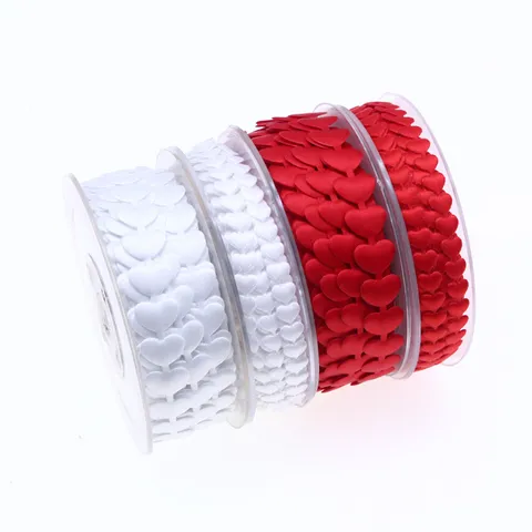 Heart Ribbon Roll Polyester Embossed Wedding Valentine Gift Wrapping Craft Decoration Party Floral Bows