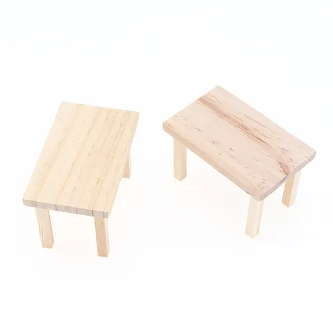 Dollhouse Miniature Wooden Long Table Micro Scene Photography Props Doll House Furniture Natural Wood Color