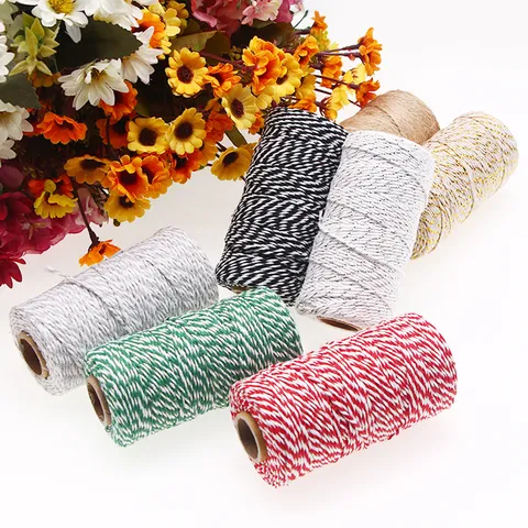 Decorative Gift Wrapping Cotton Cord Two Tone Braided String For DIY Craft Holiday Party Decoration