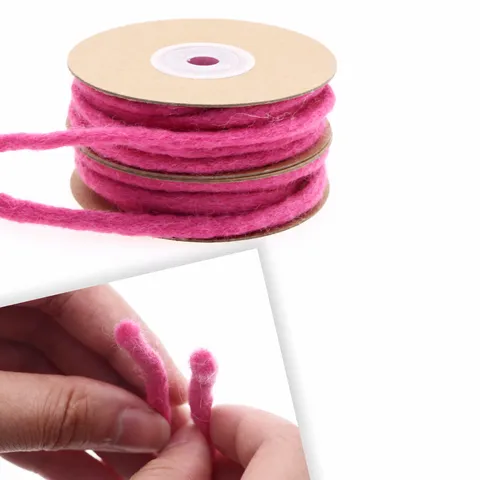 Handmade Natural Wool Felt Rope DIY Craft Cord Christmas Tree Garland Wreath Decorative Material Soft Textile Trim