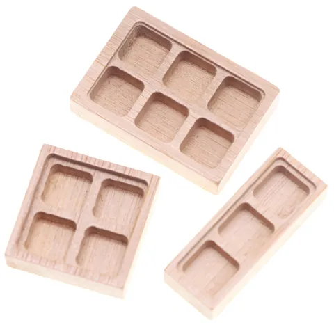 Miniature Bamboo Grid Tray Dollhouse Food Scene Dessert Decoration Props Doll House Miniature Accessories