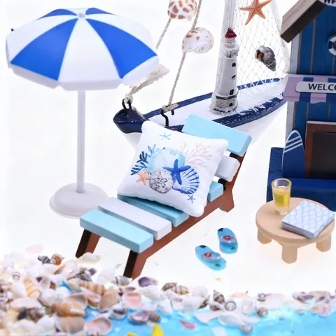 Maison de Poupées Miniature Été Océan Plage Oreiller Mini Tissu Canapé Coussin Maison Scène Décor Jouet