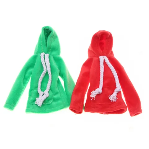 Christmas Elf Doll Hoodie Clothes Cute Plush Hooded Sweatshirt Doll Outfit Accessories Festive Kids Toy Gift