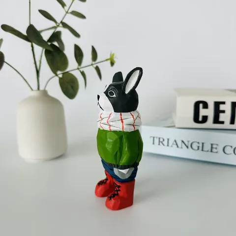 Handmade Wooden French Bulldog Ornament Creative Desktop Decor Animal Figurine Puppy Sculpture For Home Gift