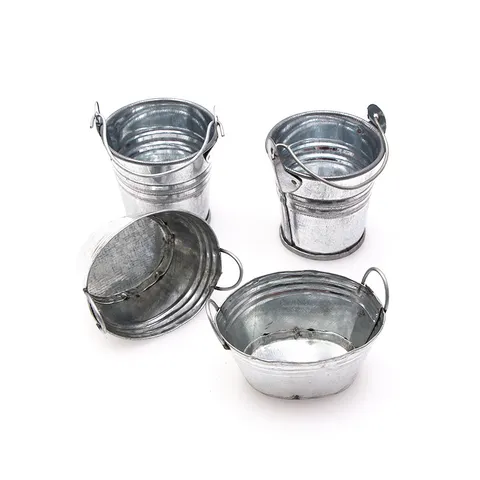 Dollhouse Miniature Metal Iron Bucket Tiny Plant Pot Decorative Micro Landscape Props Dollhouse Accessories