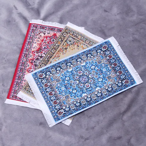 Miniature Dollhouse Persian Style Rug Carpet Vintage Woven Floor Mat Doll House Miniature Scene Decoration Accessories