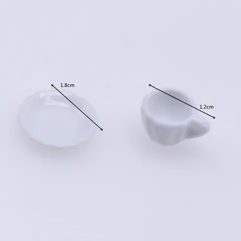 Casa de Muñecas Miniatura Simulación Cerámica Blanco Taza y Platillo Conjunto Casa de Muñecas Cocina Comida Juego Escena Modelo Accesorios