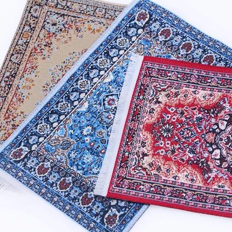 Miniature Dollhouse Persian Style Rug Carpet Vintage Woven Floor Mat Doll House Miniature Scene Decoration Accessories