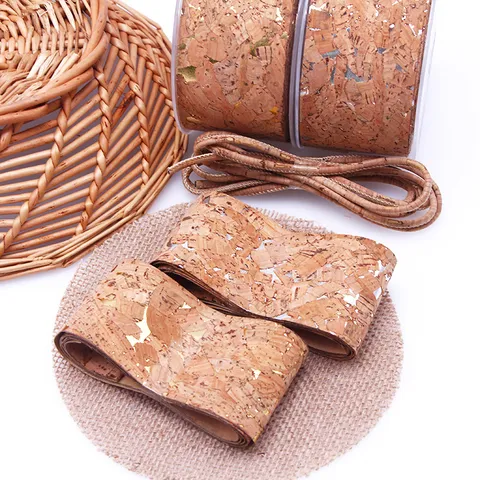 Natural Eco-Friendly Cork Ribbon Bronzing PU Leather Webbing Luggage Accessories Gift Box Packaging Material