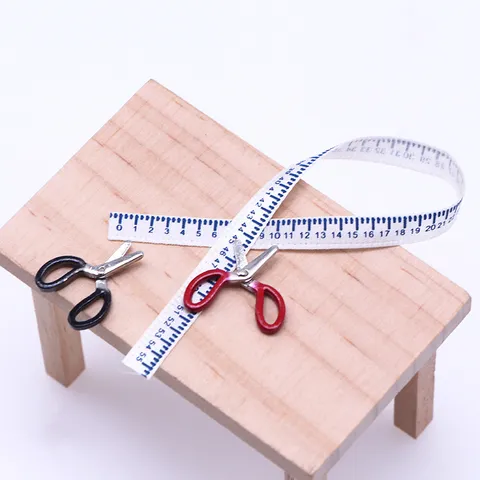 Dollhouse Miniature Sewing Scissors Tape Measure Metal Retro Tailoring Accessories Doll House Craft Decor Miniature Toy