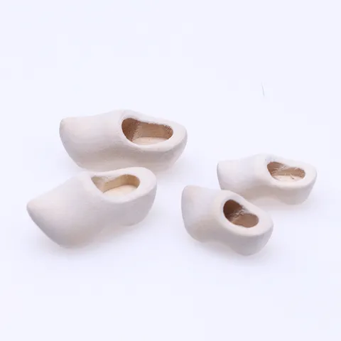 Miniature Chaussures Hollandaises en Bois Accessoires de Maison de Poupée Modèle de Micro Paysage Clogs en Bois Non Peints Jouets