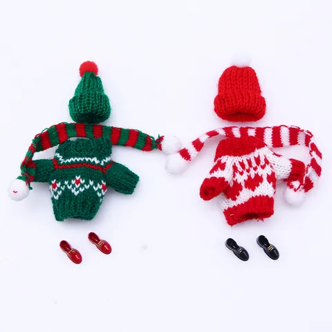 Mini Doll Knitted Clothes Matching Set Plush Doll Toy Doll Sweater Scarf Hat Shoes Outfit Accessories