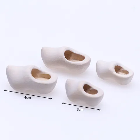 Miniature Chaussures Hollandaises en Bois Accessoires de Maison de Poupée Modèle de Micro Paysage Clogs en Bois Non Peints Jouets
