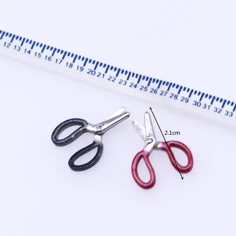 Dollhouse Miniature Sewing Scissors Tape Measure Metal Retro Tailoring Accessories Doll House Craft Decor Miniature Toy