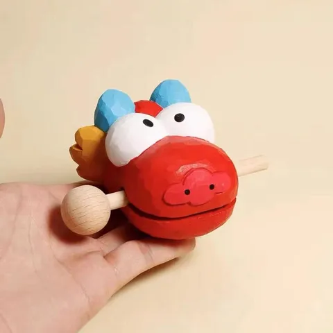 Creative Wooden Dragon Head Woodfish Toy Office Desktop Decompression Ornament Cute Cartoon Desktop Decoration Gift