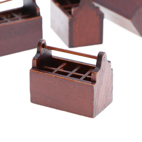 Dollhouse Miniature Wooden Toolbox Mini Pine Wood Storage Box Doll House Photography Props Classical Home Decor