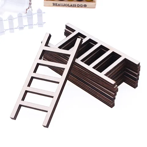 Miniature Wooden Ladder Model Dollhouse Simulation Climbing Ladder DIY Christmas Scene Miniature Fairy Garden Accessories