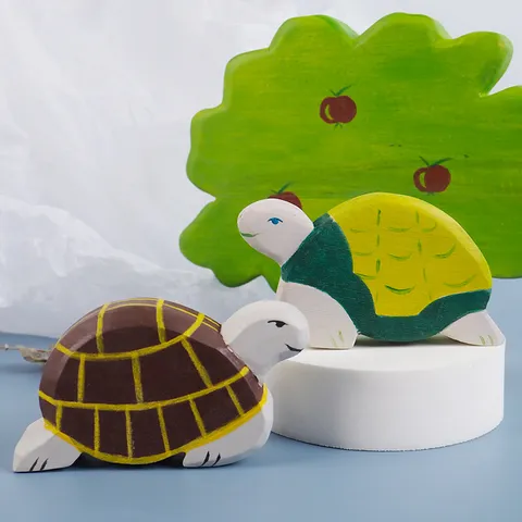Handmade Wooden Animal Ornament Hand Carved Painted Basswood Desktop Decor Children Toys Home Decoration