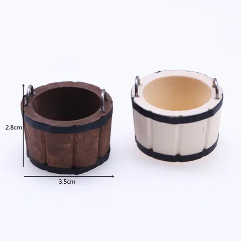 Dollhouse Miniature Wooden Bucket Model Micro Landscape Scene Accessory For BJD Toy Doll Photography Prop Decoration