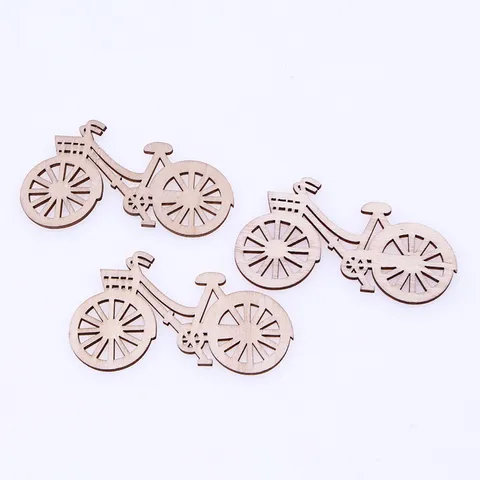 Wooden Bicycle Miniature Dollhouse Accessory Laser Cut DIY Craft Kids Educational Painting Toy Natural Wood Color