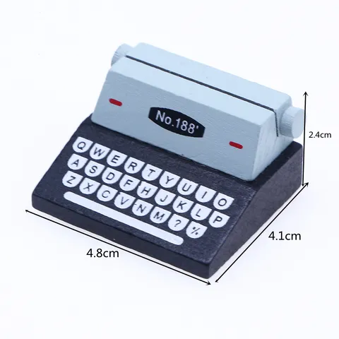 Dollhouse Miniature Wooden Retro Typewriter Model Micro Scene Furniture Desktop Ornament Doll House Decoration Toy