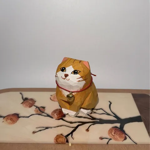 Handgemachte Holz Katze Figur Süsse Tier Holzschnitzerei Skulptur Desktop Ornament Auto Innendekoration Heilendes Geschenk