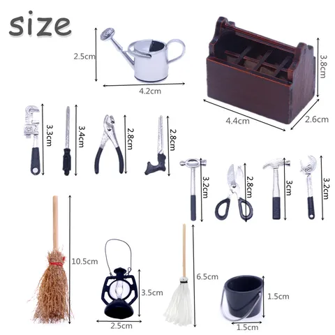 Dollhouse Miniature Wooden Tool Box Set Alloy Tool Model OB11 Dollhouse Scene Accessories Miniature Toy