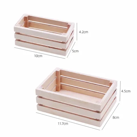 Poppenhuis Miniatuur Houten Opbergmandel Model Mini Supermarkt Voedselcontainer Speelgoed Display Decor