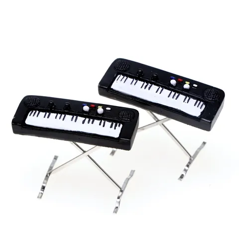 Dollhouse Miniature Alloy Electronic Piano Simulation Instrument Model Micro Landscape Scene Collocation Props
