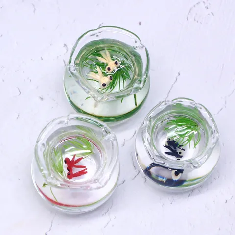 Dollhouse Miniatur Glas Goldfisch Fischglas Modell Zubehör für Mikrolandschaft Puppenhaus Dekoration Spielzeug