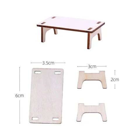 Dollhouse Μινιατούρα Ξύλινο Τραπέζι Μοντέλο DIY Συναρμολογημένο Αξεσουάρ Επίπλων Κουκλόσπιτου Μίνι Τραπέζι Φαγητού Διακόσμηση Σπιτιού