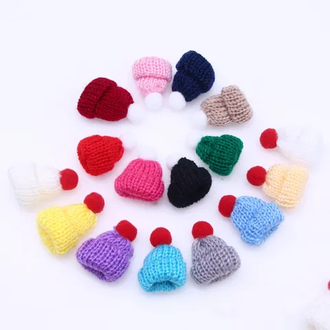 Mini Knitted Wool Hat DIY Hair Clip Accessory Cute Small Pom Pom Knit Hat Handmade Craft Decoration Jewelry Making