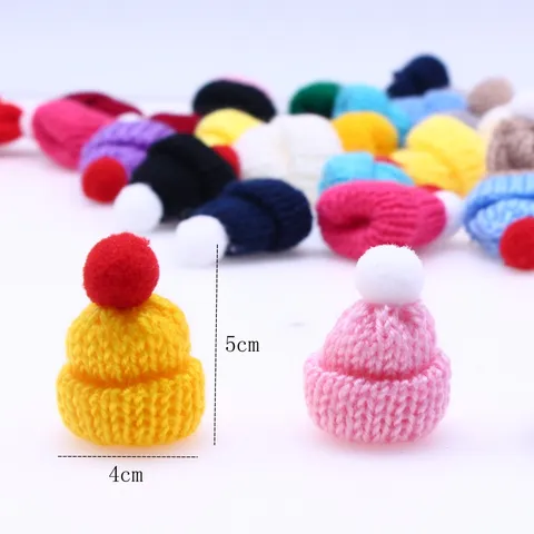 Mini Knitted Wool Hat DIY Hair Clip Accessory Cute Small Pom Pom Knit Hat Handmade Craft Decoration Jewelry Making
