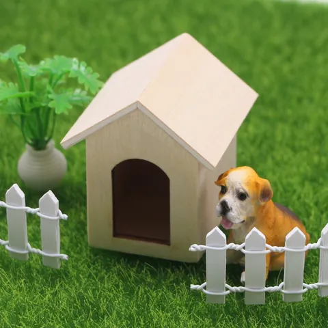 Miniatuur Houten Hondenmand Poppenhuis Miniatuur Meubels DIY Onbewerkt Hout Ambacht Model Huis Desktop Decoratie