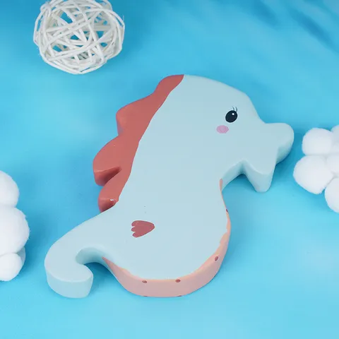 Figura tallada de madera hecha a mano animal de dibujos animados vida marina decoración de escritorio juguete para niños regalo de cumpleaños